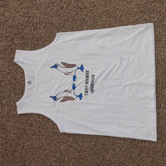 I Love Boobies Galapagos Graphic White Sleeveless Vests Women's Size XXL - Picture 1 of 12